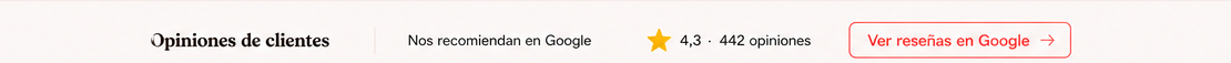 Opiniones de clientes. Nos recomiendan en Google: 4,3 de 5, 442 opiniones.